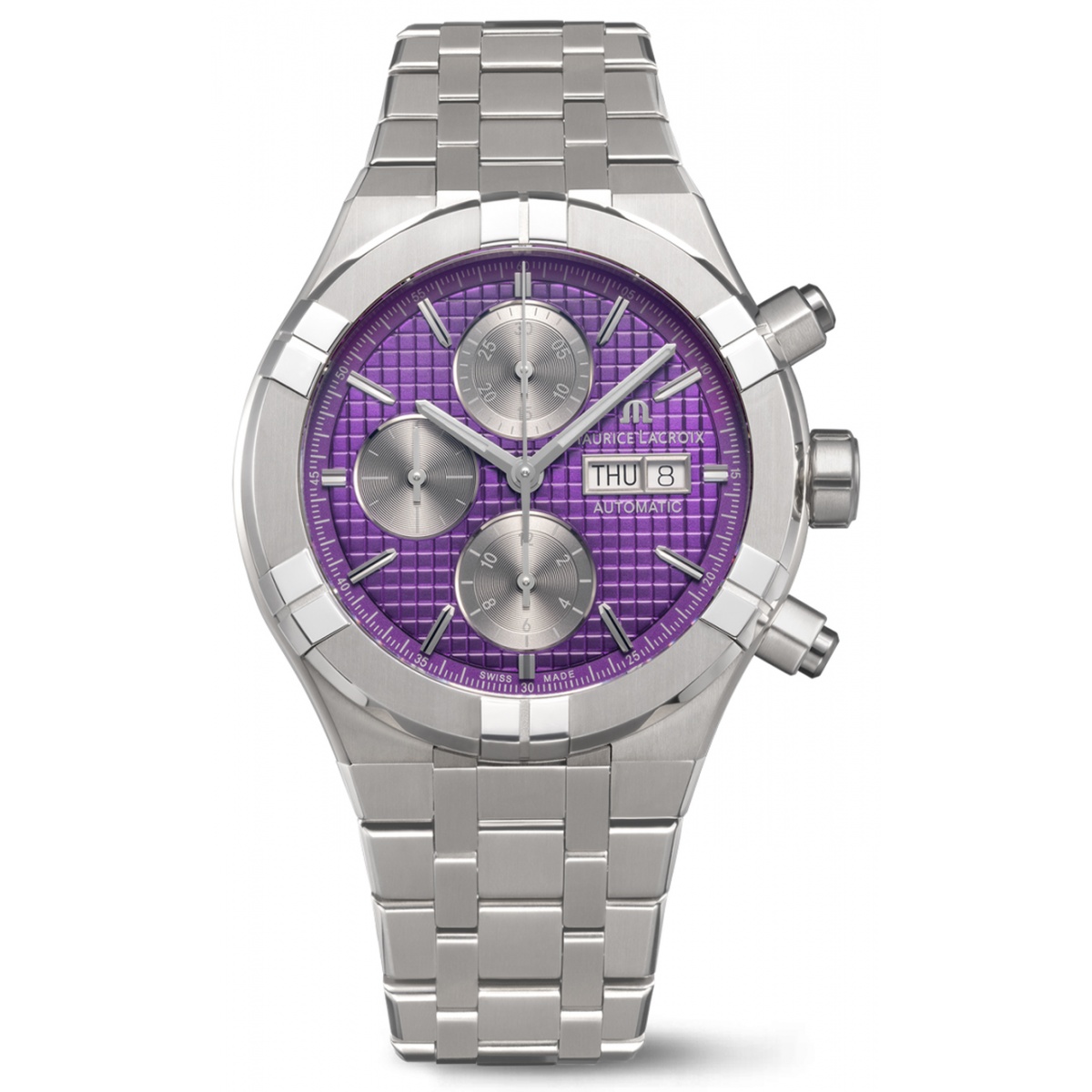 Maurice Lacroix Aikon Automatic Titanium Chronograph ∅44 mm - 20 ATM, Esfera violeta, Brazalete de acero