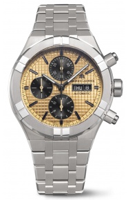 Maurice Lacroix Aikon Automatic Titanium Chronograph ∅44 mm - 20 ATM, Esfera dorada, Brazalete de acero