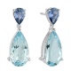 Pendientes de oro blanco de 18K con aguamarinas de 15x8 mm y zafiros azules de 7x5 mm