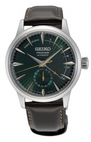 Seiko Presage Cocktail Midnight Mockingbird Automático ∅40,5 mm - 50M, Esfera Verde, correa de piel marrón