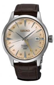 Seiko Presage Cocktail esfera champagne automático ∅40,5 mm - 50M, Esfera champagne, brazalete de piel marrón