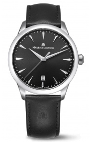 Maurice Lacroix 1975 QUARTZ 39MM ∅ - 10 ATM, Esfera negra, piel negra