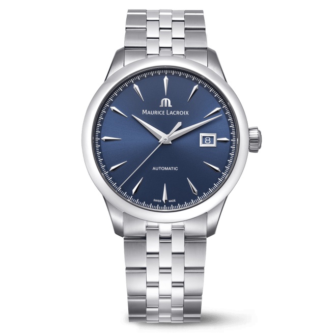 Maurice Lacroix 1975 Automatic 40MM - 10 ATM, Esfera azul, brazalete de acero