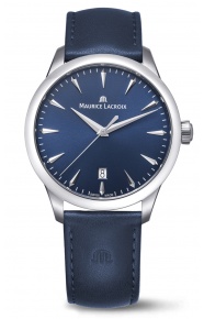 Maurice Lacroix 1975 QUARTZ 39MM - 10 ATM, Esfera azul, piel azul