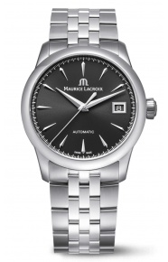 Maurice Lacroix 1975 Automatic 36MM - 10 ATM, Esfera negra, brazalete de acero