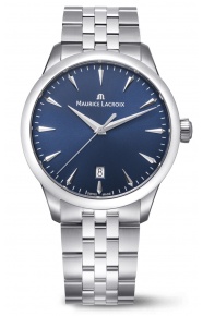Maurice Lacroix 1975 QUARTZ 39MM - 10 ATM, Esfera azul, brazalete de acero