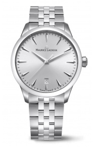 Maurice Lacroix 1975 QUARTZ 39MM - 10 ATM, Esfera plateada, brazalete de acero