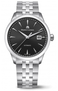 Maurice Lacroix 1975 Automatic 40MM - 10 ATM, Esfera negra, brazalete de acero