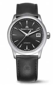 Maurice Lacroix 1975 Automatic 36MM - 10 ATM, Esfera negra, piel negra