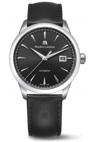 Maurice Lacroix 1975 Automatic 40MM - 10 ATM, Esfera negra, piel negra