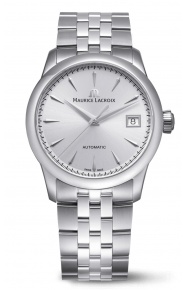Maurice Lacroix 1975 Automatic 36MM - 10 ATM, Esfera plateada, brazalete de acero