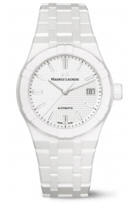 Maurice Lacroix Aikon Automatic CERAMIC ∅39 mm - 20 ATM, Esfera blanca, brazalete blanco