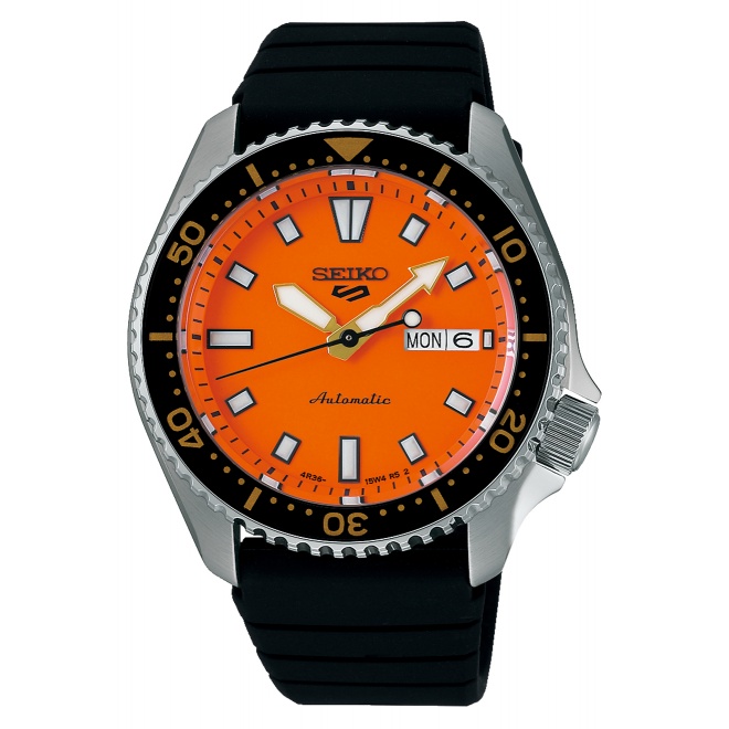 Seiko 5 Sports SKX Street Style ∅42,5 mm - 100M, Esfera naranja, correa de caucho
