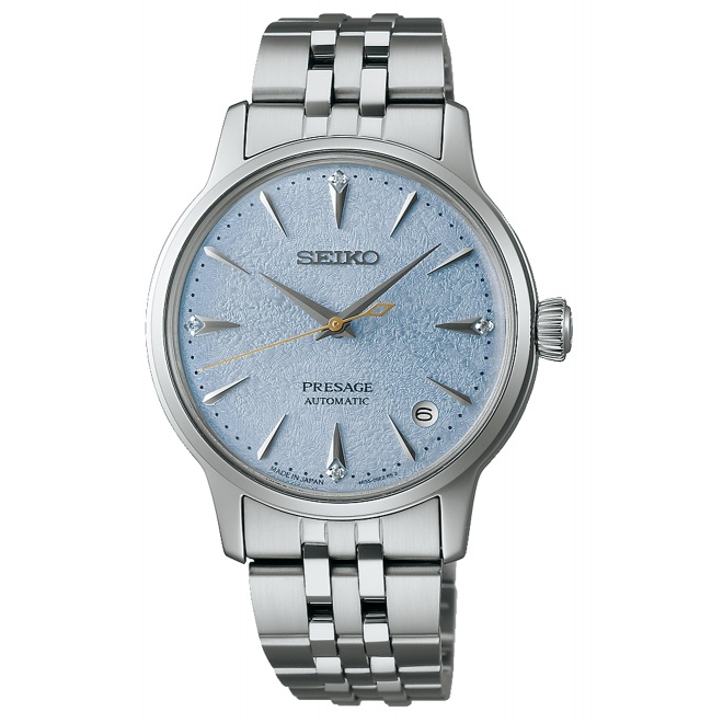 Seiko Presage Cocktail Autom 4R35 ∅34 mm - 30M, Esfera azul, brazalete de acero