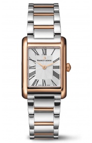 Maurice Lacroix Fiaba Square 24.00 x 34.00 mm - 5 ATM Esfera Plateada, brazalete acero y PVD oro rosa
