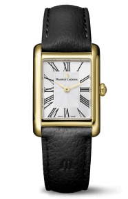 Maurice Lacroix Fiaba Square 24.00 x 34.00 mm - 5 ATM Caja PVD oro amarillo Esfera Plateada, brazalete acero y PVD oro amarillo