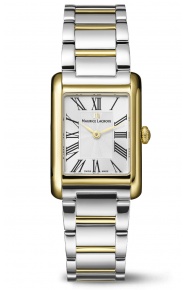 Maurice Lacroix Fiaba Square 24.00 x 34.00 mm - 5 ATM Caja PVD oro amarillo Esfera Plateada, brazalete acero y PVD oro amarillo