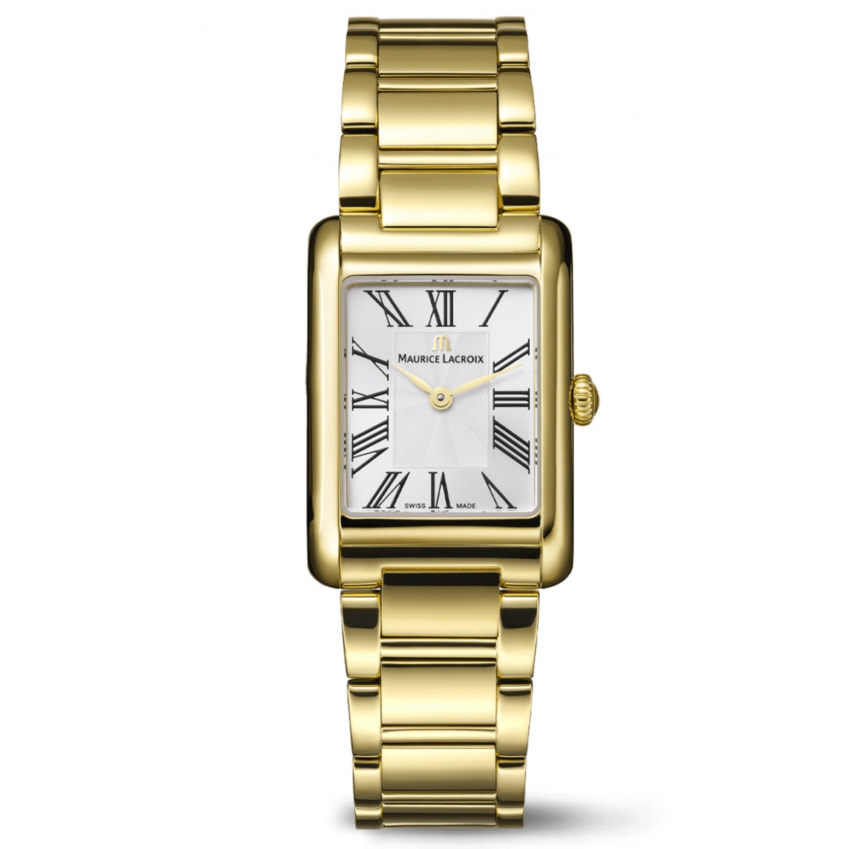 Maurice Lacroix Fiaba Square 24.00 x 34.00 mm - 5 ATM Caja PVD oro amarillo Esfera Plateada, brazalete PVD oro amarillo