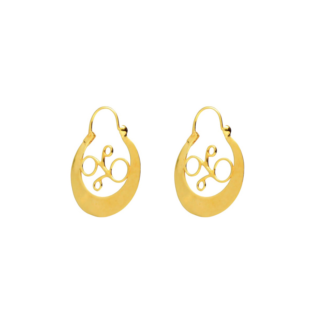 Pendientes Aros Canarios de Plata de Ley 925 bañada en oro amarillo de 18 kt con el clásico calado floral - Tamaño 25 mm ancho