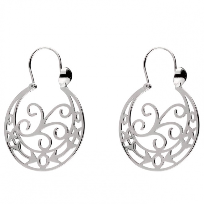 Pendientes Aros Canarios Calado de Plata de Ley 925 bañada en oro banco de 18 kt con el clásico calado floral - 25 mm de ancho