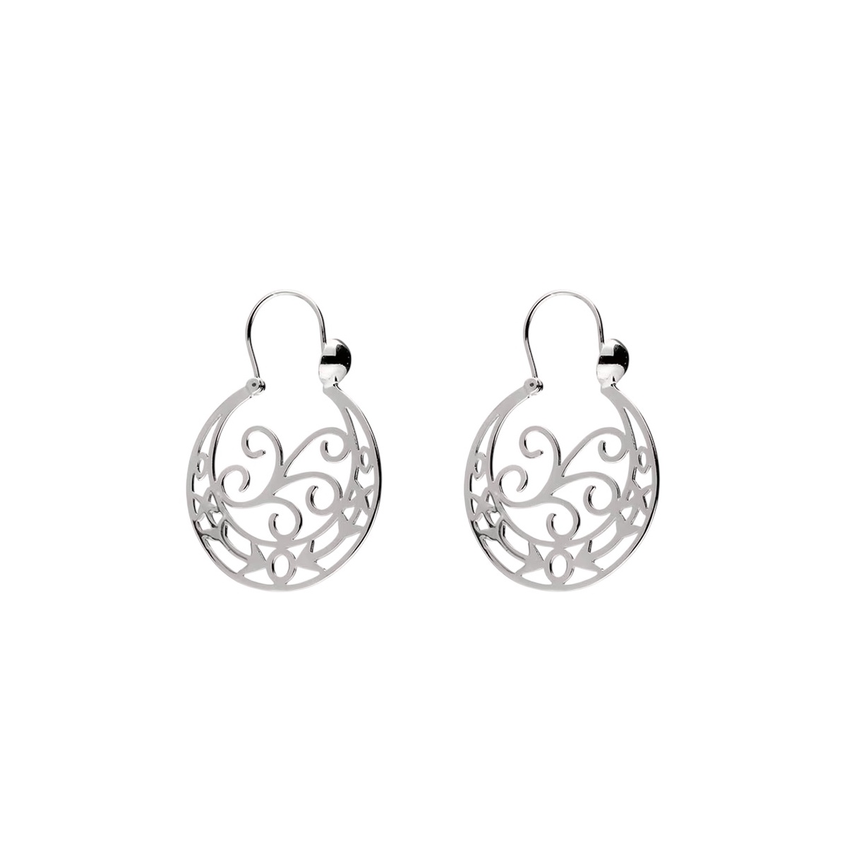 Pendientes Aros Canarios Calado de Plata de Ley 925 bañada en oro banco de 18 kt con el clásico calado floral - 25 mm de ancho