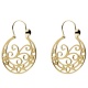 Pendientes Aros Canarios Calado de Plata de Ley 925 bañada en oro banco de 18 kt con el clásico floral - 25 mm de ancho