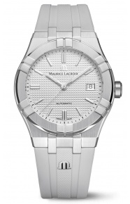 Maurice Lacroix Aikon Automatic Date ∅39 mm - 20 ATM, Esfera gris , Brazalete de caucho gris