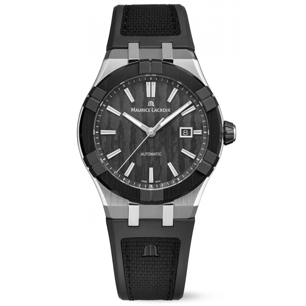 Maurice Lacroix Aikonic Automatic ∅43 mm - 10 ATM, Esfera negra, Bisel negro Brazalete de caucho negro