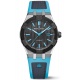 Maurice Lacroix Aikonic Automatic ∅43 mm - 10 ATM, esfera negra, bisel negro, brazalete de caucho negro y turquesa