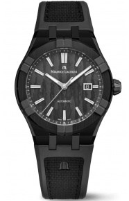 Maurice Lacroix Aikonic Automatic ∅43 mm - 10 ATM, caja de titanio, esfera carbono negra, brazalete de caucho negro
