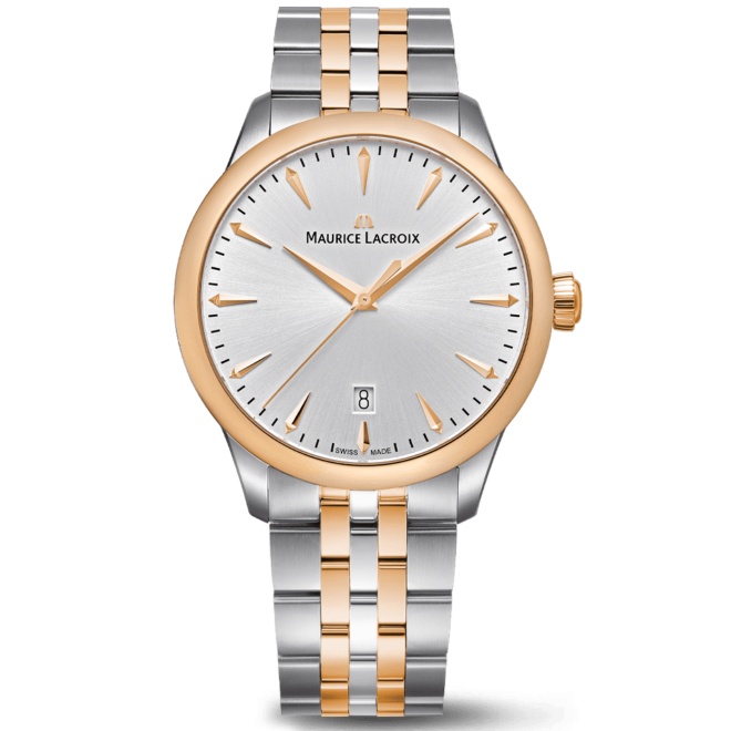 Maurice Lacroix 1975 Quartz Duotone ∅39 mm - 10 ATM, Esfera plateada, brazalete de acero y pvd oro rosa