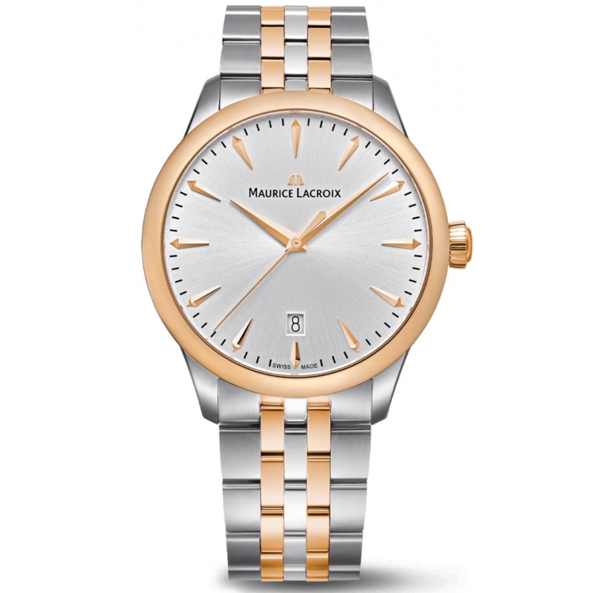 Maurice Lacroix 1975 Quartz Duotone ∅39 mm - 10 ATM, Esfera plateada, brazalete de acero y pvd oro rosa