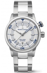Maurice Lacroix Pontos S Diver ∅42 mm - 30 ATM, Esfera blanca, brazalete de acero