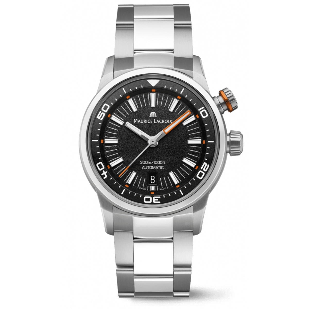 Maurice Lacroix Pontos S Diver ∅42 mm - 30 ATM, Esfera negra, brazalete de acero