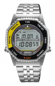 Seiko Neo Sports Digital Octag. Black-Yellow ∅37 mm - 100M, Brazalete de acero