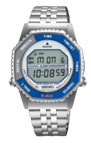 Seiko Neo Sports Digital Octag. Rotocall Blue-Grey ∅37 mm - 100M, Brazalete de acero