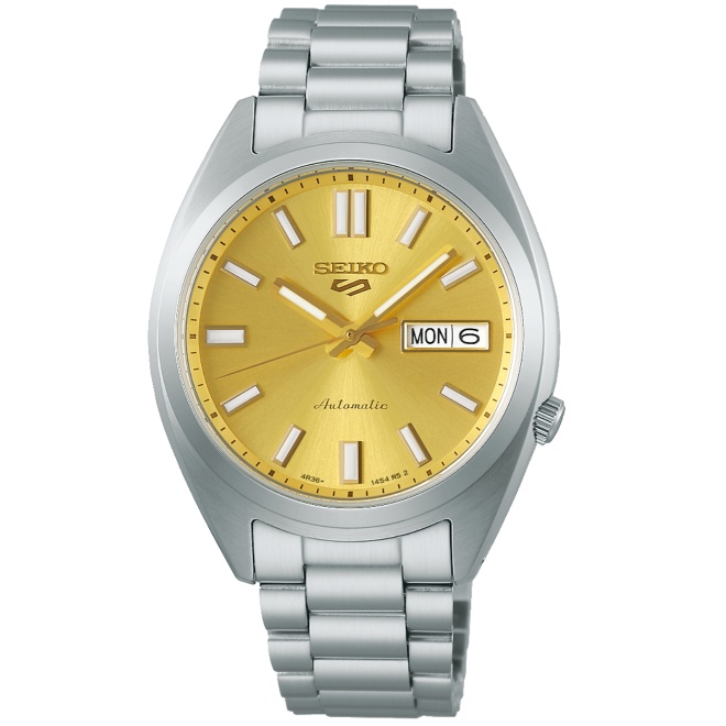 Seiko 5 Sports SNXS 37,4mm Esf Champán ∅37,4 mm - 30M, Esfera champan, brazalete de acero