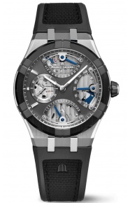 Maurice Lacroix Aikonic Master Triple Retrograde ∅43 mm - 10 ATM, Esfera antracita, correa de caucho negro