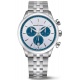 Maurice Lacroix 1975 Quartz Chronograph 40MM - 10 ATM, Esfera plateada y azul, brazalete de acero