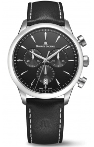 Maurice Lacroix 1975 Quartz Chronograph 40MM - 10 ATM, Esfera negra, brazalete de pien negra