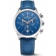 Maurice Lacroix 1975 Quartz Chronograph 40MM - 10 ATM, Esfera azul, brazalete de piel azul