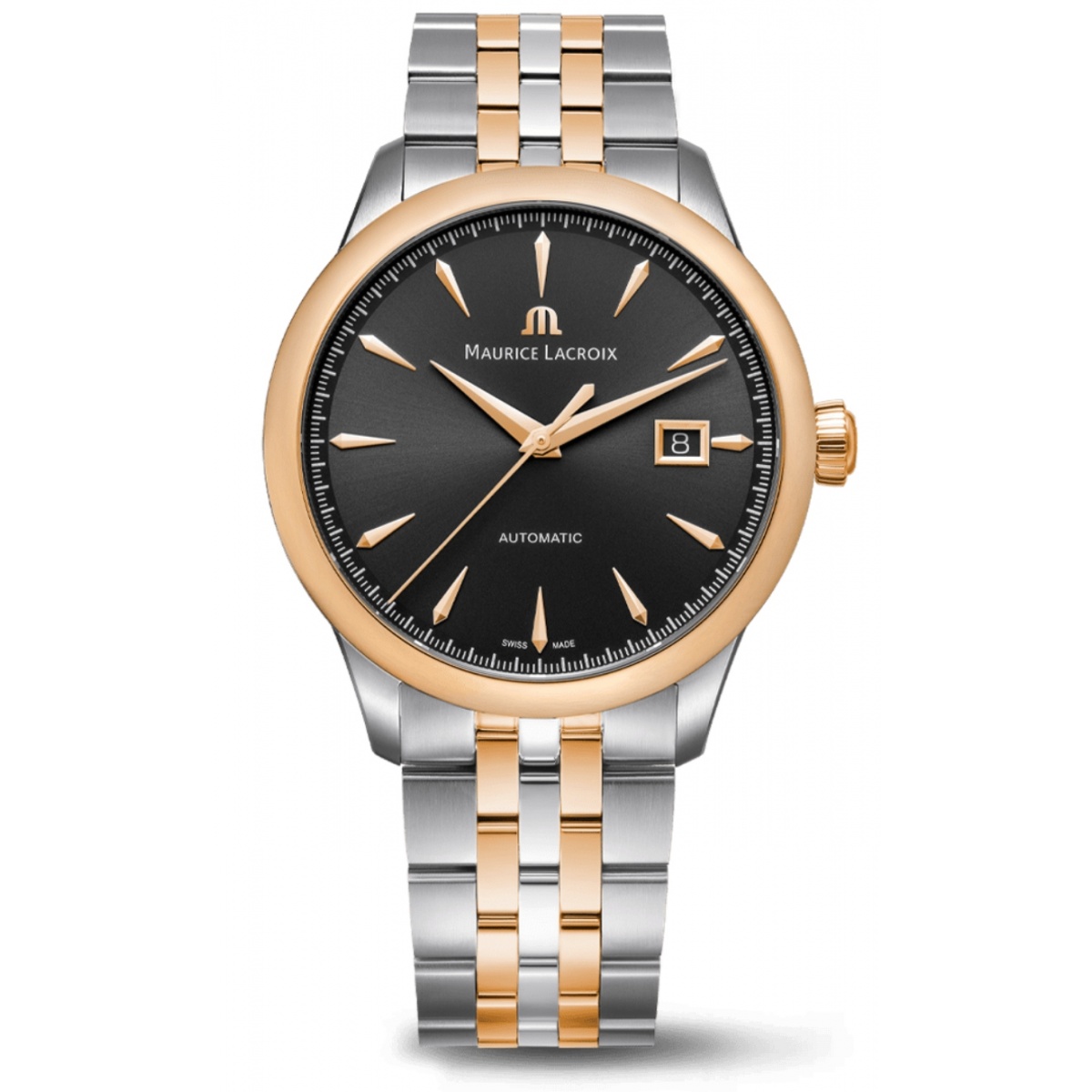 Maurice Lacroix 1975 Automatic Duotone 40MM - 10 ATM, Esfera negra, brazalete de acero bicolor