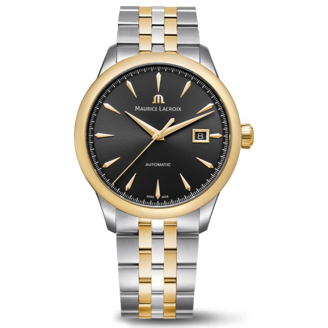 Maurice Lacroix 1975 Automatic Duotone PVD oro amarillo 40MM - 10 ATM, Esfera negra, brazalete de acero bicolor