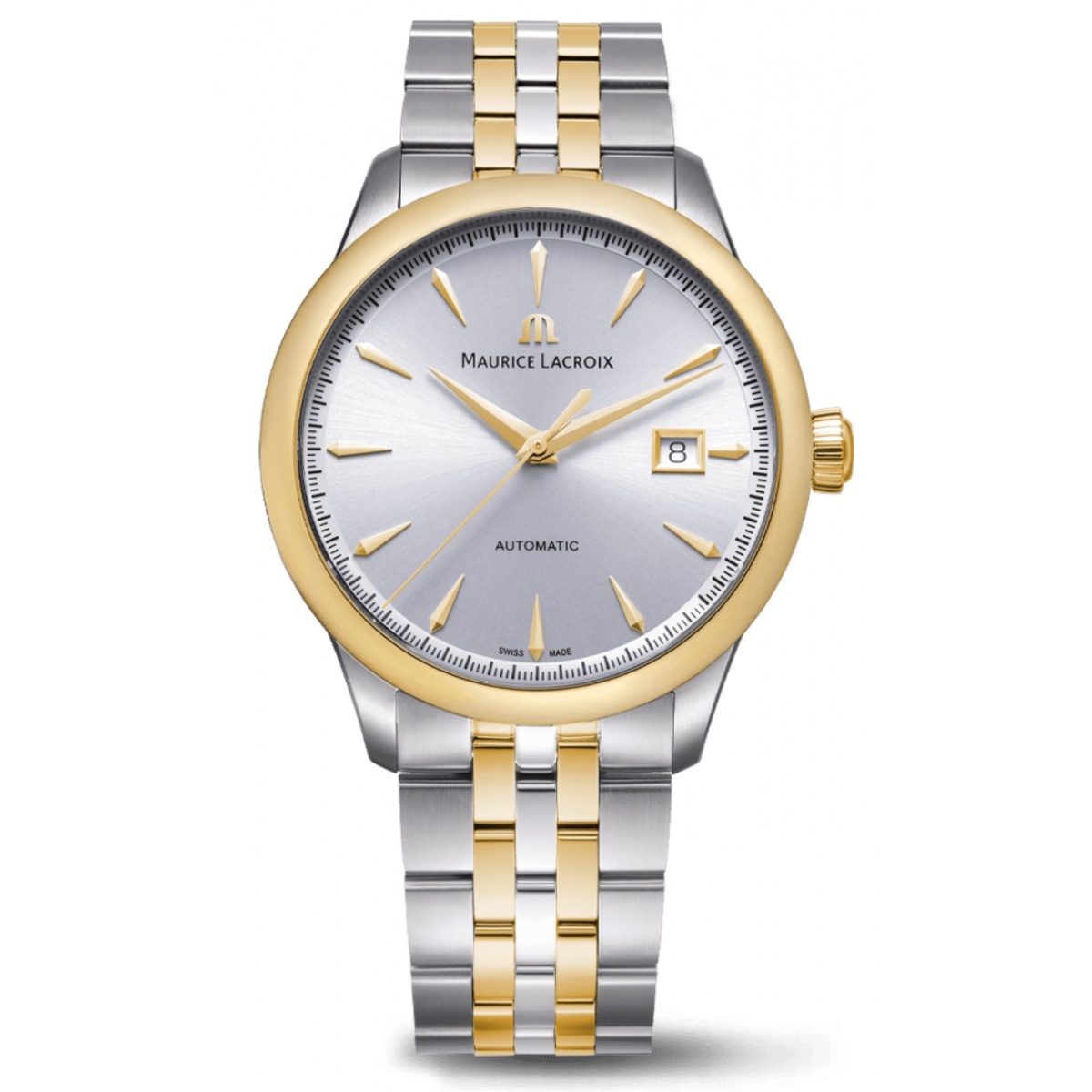 Maurice Lacroix 1975 Automatic Duotone PVD oro amarillo 40MM - 10 ATM, Esfera plateada, brazalete de acero bicolor