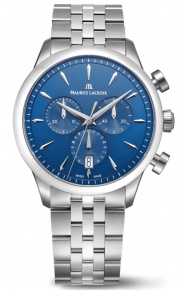Maurice Lacroix 1975 Quartz Chronograph 40MM - 10 ATM, Esfera azul, brazalete de acero
