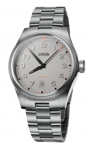 Oris Propilot Date 100 M - ∅41 mm, Esfera gris, brazalete de acero