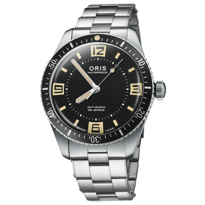 Oris Divers Sixty-Five 60th Anniversary Edition 100 M - ∅40 mm, Esfera negra, brazalete de acero