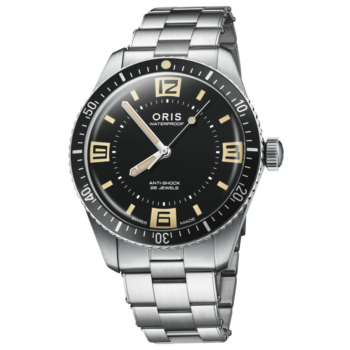 Oris Divers Sixty-Five 60th Anniversary Edition 100 M - ∅40 mm, Esfera negra, brazalete de acero