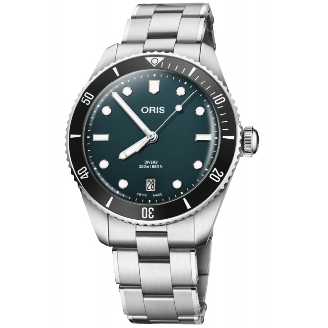 Oris Divers Date 200 M - ∅39 mm, Esfera azul, brazalete de acero
