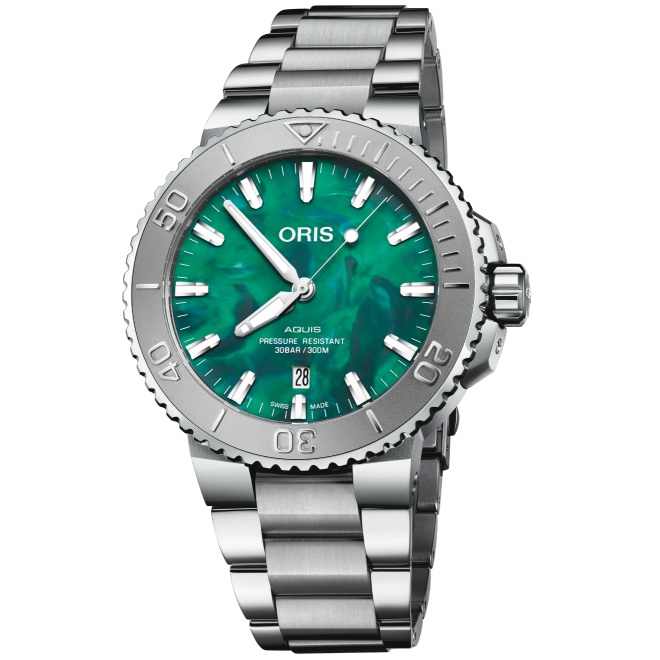 Oris X Bracenet 300 M - ∅43,5 mm, Esfera verde, brazalete de acero